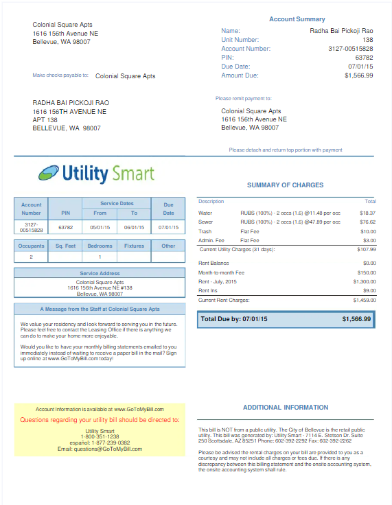 Minol USA business utility bill 